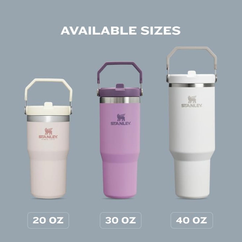 Iceflow Stainless Steel Tumbler with Straw - Vacuum Insulated Water Bottle for Home, Office or Car Reusable Cup with Straw Leak Resistant Flip Cold for 12 Hrs or Iced for 2 Days (Rose Quartz)