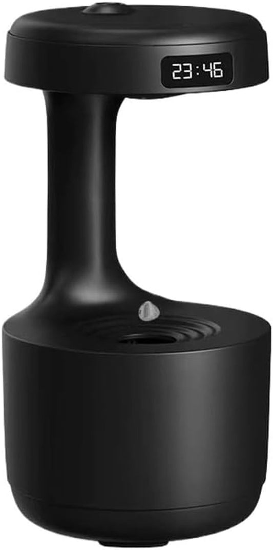 Antigravity Humidifier,Rain Humidifier Bedroom anti Gravity Humidifiers with Clock Water Drop Backflow Aroma Diffuser Large Capacity Office Bedroom Mute Heavy Fog Household Sprayer(Black)