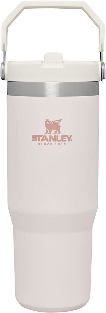Iceflow Stainless Steel Tumbler with Straw - Vacuum Insulated Water Bottle for Home, Office or Car Reusable Cup with Straw Leak Resistant Flip Cold for 12 Hrs or Iced for 2 Days (Rose Quartz)