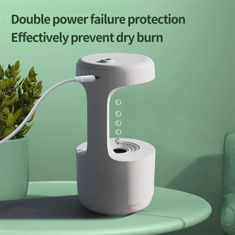 Antigravity Humidifier,Rain Humidifier Bedroom anti Gravity Humidifiers with Clock Water Drop Backflow Aroma Diffuser Large Capacity Office Bedroom Mute Heavy Fog Household Sprayer(Black)