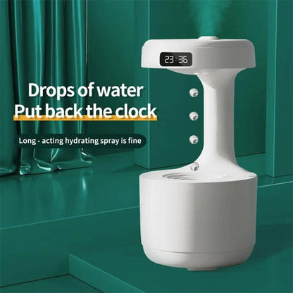 Antigravity Humidifier,Rain Humidifier Bedroom anti Gravity Humidifiers with Clock Water Drop Backflow Aroma Diffuser Large Capacity Office Bedroom Mute Heavy Fog Household Sprayer(Black)