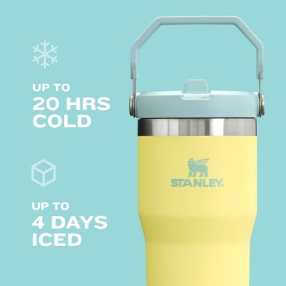 Iceflow Stainless Steel Tumbler with Straw - Vacuum Insulated Water Bottle for Home, Office or Car Reusable Cup with Straw Leak Resistant Flip Cold for 12 Hrs or Iced for 2 Days (Rose Quartz)